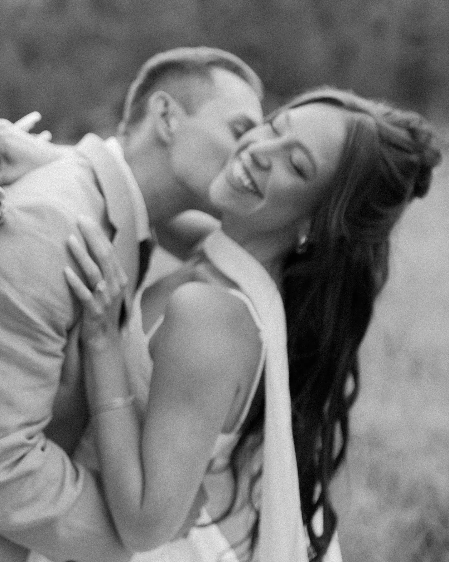 Black and white bridal couple