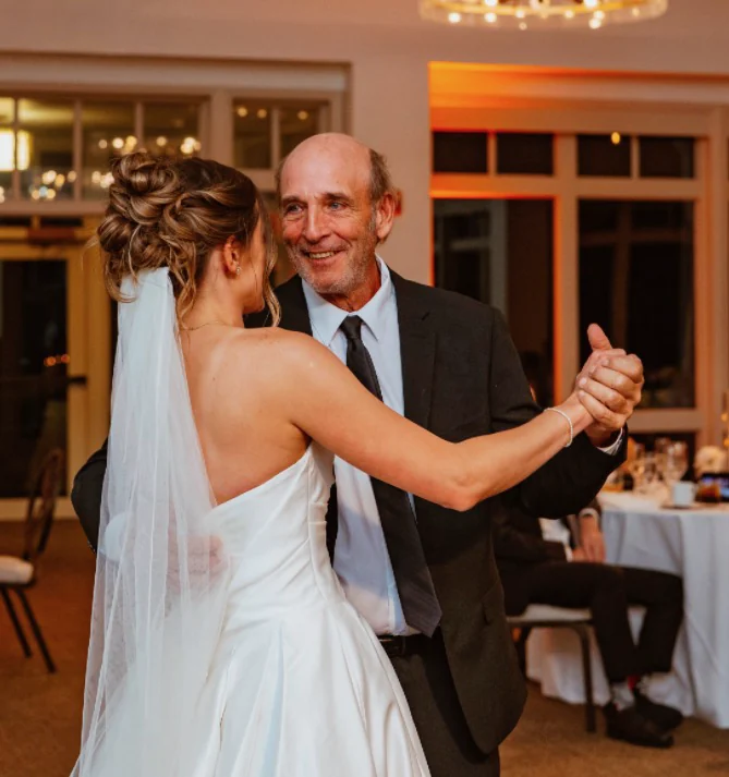 Father-daughter dance, bridal updo and veil