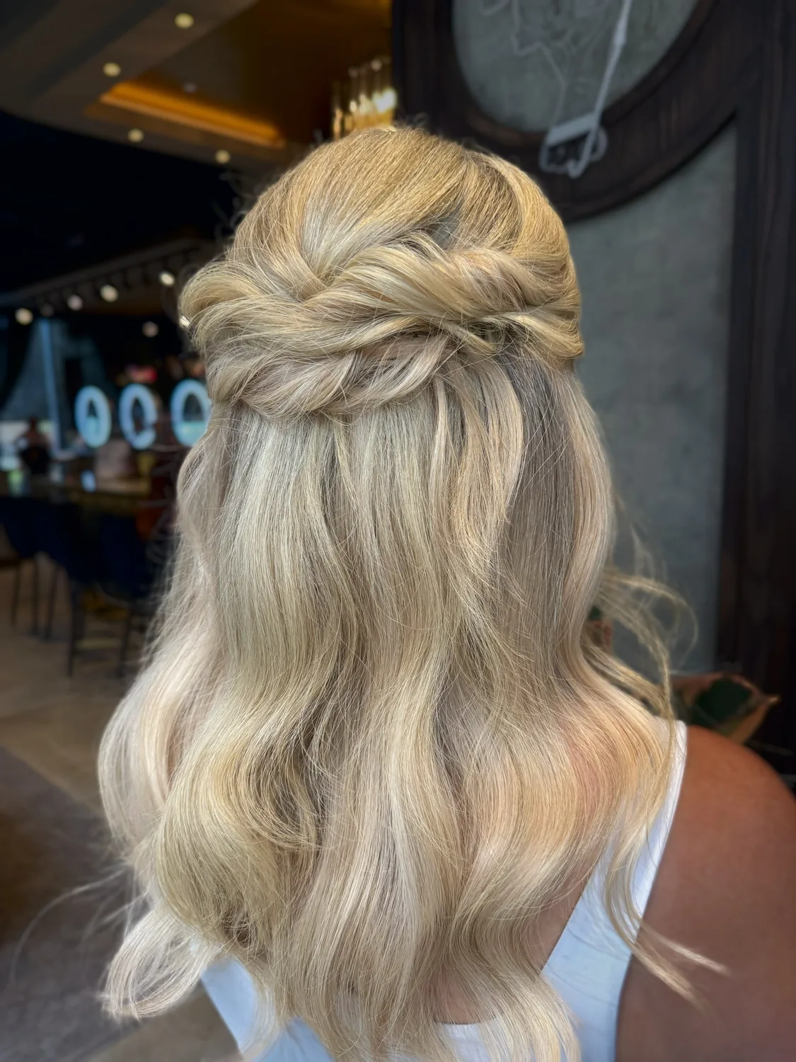 Bridal half-up hairstyle