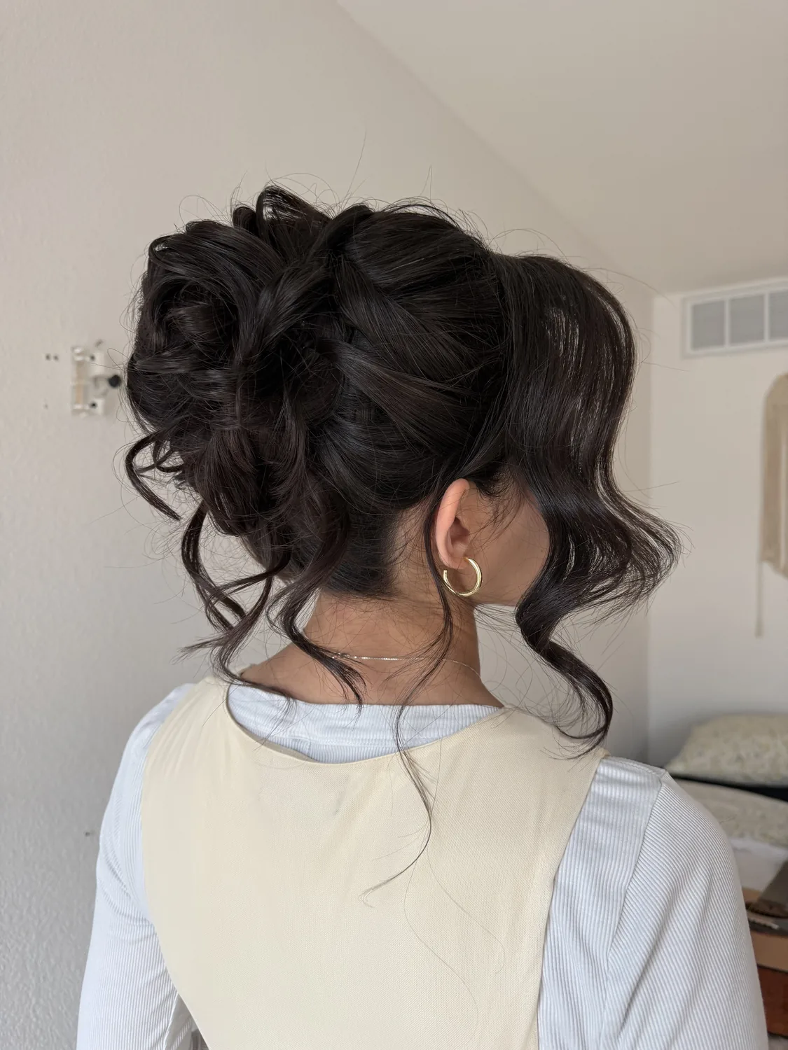 Dark hair bridal updo